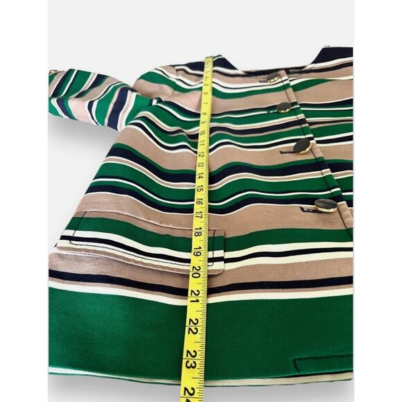 Talbots 10 Cropped Striped Jacket Blazer Work Career Office Navy Green Classy - Picture 7 of 9